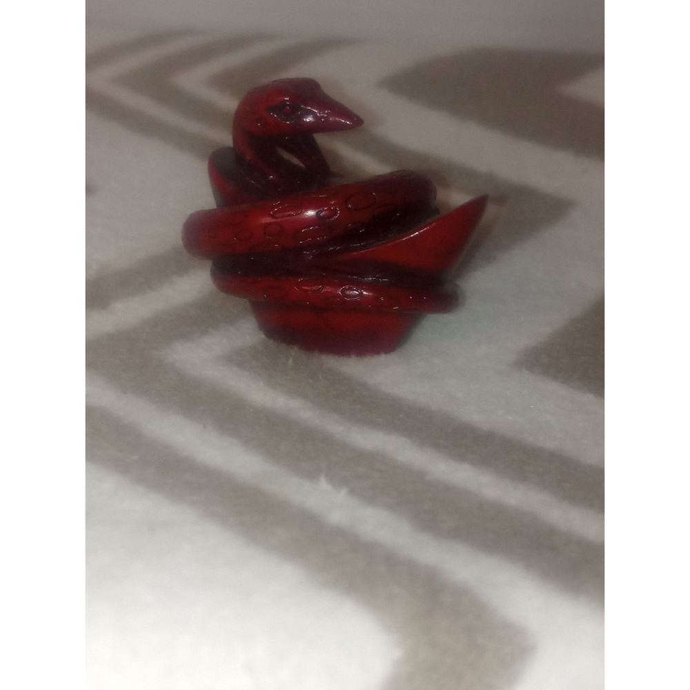 Deep‎ Red Resin Chinese Zodiac Snake In A Basket 2 In Miniature